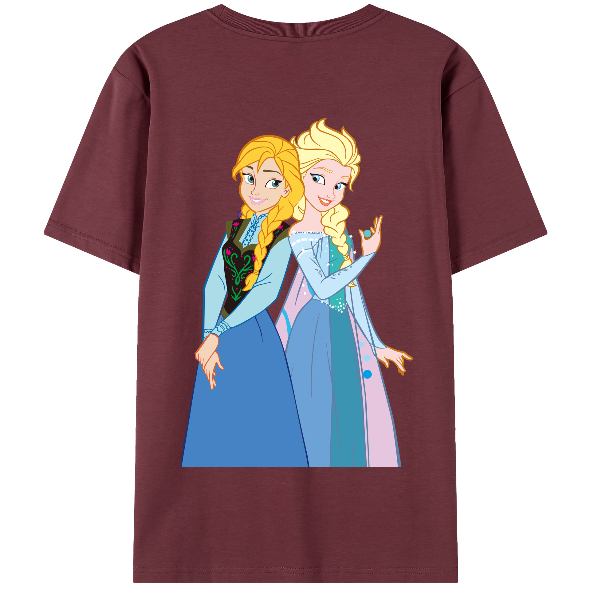 （画像用） アナと雪の女王 アンナ エルサ Frozen Anna Elsa 綿100％半袖Tシャツ（背面プリント）